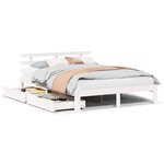 vidaXL Cadre de lit avec tiroirs sans matelas blanc 140x190 cm