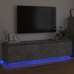 vidaXL Meuble TV avec LED Gris béton 180 x 38 x 49 cm