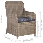 vidaXL Salon de jardin avec coussins 7 Pièces Résine tressée Marron