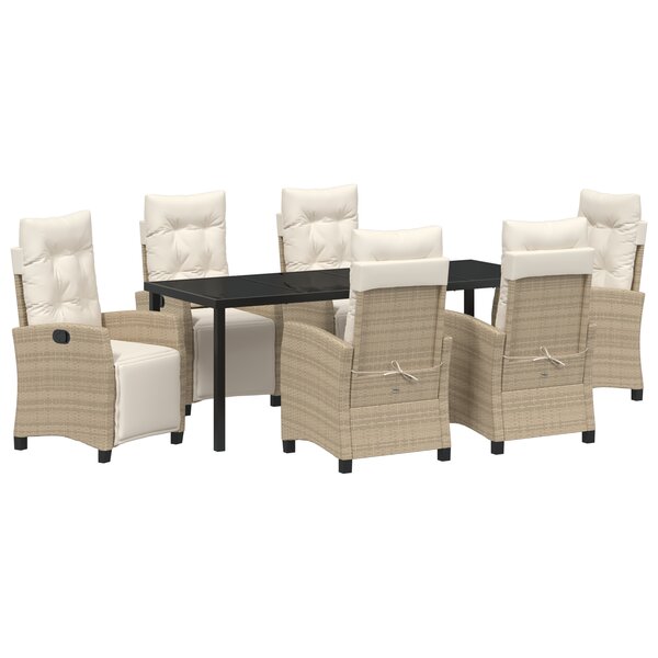 vidaXL Ensemble de mobilier de jardin de 7 pièces en rotin beige
