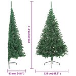 vidaXL Sapin de Noël artificiel moitié avec support vert 240 cm PVC