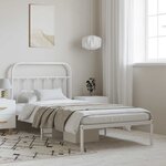 vidaXL Cadre de lit métal sans matelas et tête de lit blanc 100x200 cm