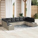 vidaXL Ensemble de canapé de jardin 10 Pièces Gris clair polyrotin