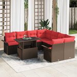 vidaXL Ensemble de canapé de jardin 9 Pièces Marron Poly Rattan