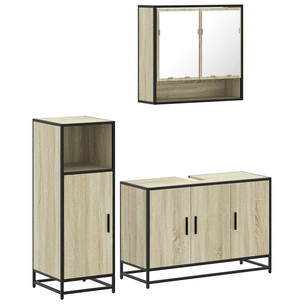 vidaXL Ensemble de meubles de salle de bain 3 Pièces chêne sonoma