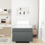 vidaXL Cadre de lit avec matelas Gris foncé 90 x 200 cm tissu