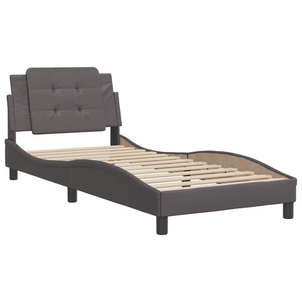 vidaXL Cadre de lit avec tête de lit Gris 90x200 cm Similicuir