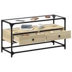 vidaXL Meuble TV avec dessus en verre chêne sonoma bois d'ingénierie