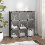 vidaXL Cubes de rangement 9 Pièces avec portes Noir PP