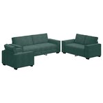 vidaXL Ensemble de canapés 3 Pièces avec coussins Vert foncé Velours