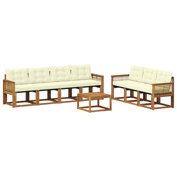 vidaXL Ensemble de canapés d'extérieur 8 pc Naturel et Crème