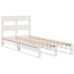 vidaXL Cadre de lit sans matelas blanc 75x190 cm bois de pin massif