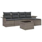 vidaXL Ensemble de canapé de jardin avec coussin 6 Pièces Gris Poly rotin