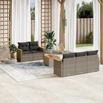 vidaXL Salon de jardin 6 Pièces avec coussins gris résine tressée