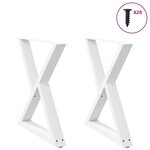 vidaXL Pieds de table à manger 2 pièces Blanc 80 x (72-73 3) cm Acier