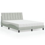 vidaXL Lit avec matelas Hanko gris clair 140x190 cm velours