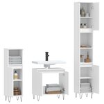 vidaXL Ensemble d'armoires salle de bain 3 Pièces blanc bois d'ingénierie