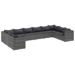 vidaXL Salon de jardin 10 Pièces avec coussins Gris Résine tressée