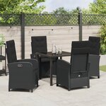 vidaXL Ensemble de salle à manger de jardin 5 pièces avec coussins Résine tressée noire