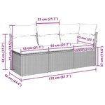 vidaXL Canapé de jardin et coussins 3 places gris clair résine tressée