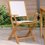 vidaXL Chaises de jardin lot de 2 blanc crème bois acacia massif tissu