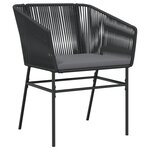 vidaXL Ensemble de salle à manger de jardin 3 pièces avec coussins Noir Rattan Poly