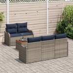 vidaXL Ensemble de canapé de jardin 6 Pièces Gris Poly rotin