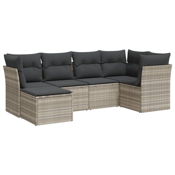vidaXL Salon de jardin 6 Pièces avec coussins gris clair résine tressée