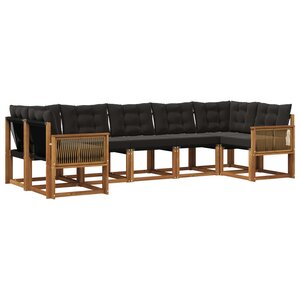 vidaXL Ensemble de canapés d'extérieur 7 pc Naturel et noir