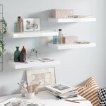 vidaXL Étagère murale flottante 4 Pièces Blanc brillant 50x23x3 8 cm MDF