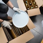 Pack and Move - Lot de 12 Paires de gants de travail déménagement - Coton et PVC antidérapant - Blanc et Noir