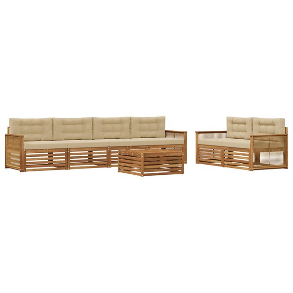 vidaXL Ensemble de canapés d'extérieur 7 pc Naturel et Beige
