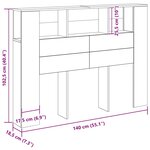vidaXL Cabinet de Tête de Lit Chêne noir 120 x 18.5 x 102.5 cm