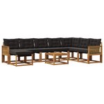 vidaXL Ensemble de canapés d'extérieur 9 pc Naturel et noir