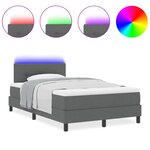vidaXL Lit avec sommier & matelas LED gris foncé 120 x 200 cm Tissu