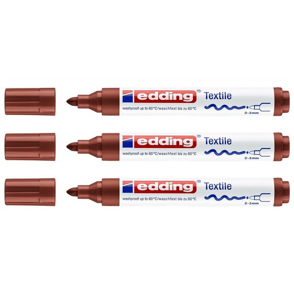 Marqueur pour Textiles 4500 Marron Pointe Moyenne 2-3 mm x 3 EDDING