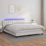 vidaXL Sommier à lattes de lit avec matelas et LED Blanc 180x200 cm