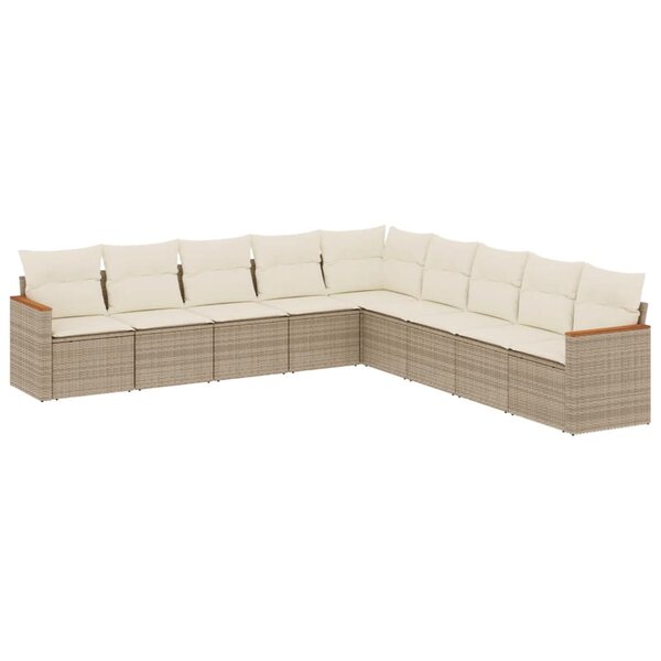 vidaXL Salon de jardin avec coussins 9 Pièces beige résine tressée