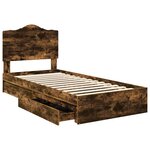 vidaXL Lit de Rangement Chêne fumé 75 x 190 cm Bois d'ingénierie