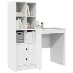 vidaXL Bureau avec tiroir avec étagère avec stockage 2 Pièces Blanc