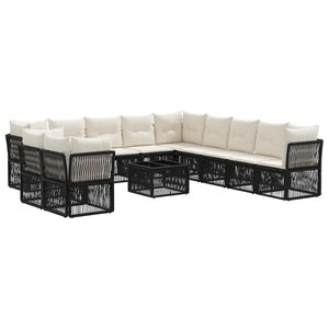 vidaXL Ensemble de canapé de jardin 12 Pièces Noir polyrotin