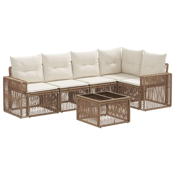 vidaXL Ensemble de canapé de jardin 6 Pièces Beige et blanc crème