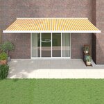 vidaXL Auvent rétractable jaune et blanc 5x3 m tissu et aluminium