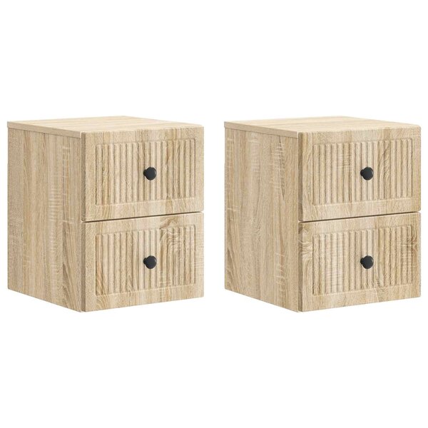 vidaXL Cabinet de chevet mural 2 pièces Chêne Sonoma 33 x 34 5 x 40 cm