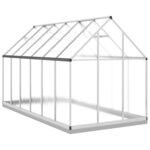 vidaXL Serre avec cadre de base argenté 334x169x202 cm aluminium