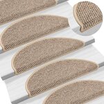 vidaXL Tapis d'escalier autocollants 15 Pièces 56x17x3 cm Beige foncé