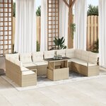 Canapé de jardin 11 pièces vidaXL avec coussins en poly rattan beige