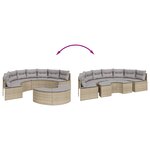 vidaXL Salon de jardin 2 Pièces demi-rond beige résine tressée