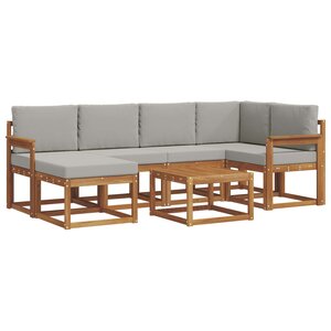 vidaXL Ensemble de canapés d'extérieur 7 pc Gris Naturel et Clair