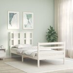vidaXL Cadre de lit sans matelas blanc bois massif